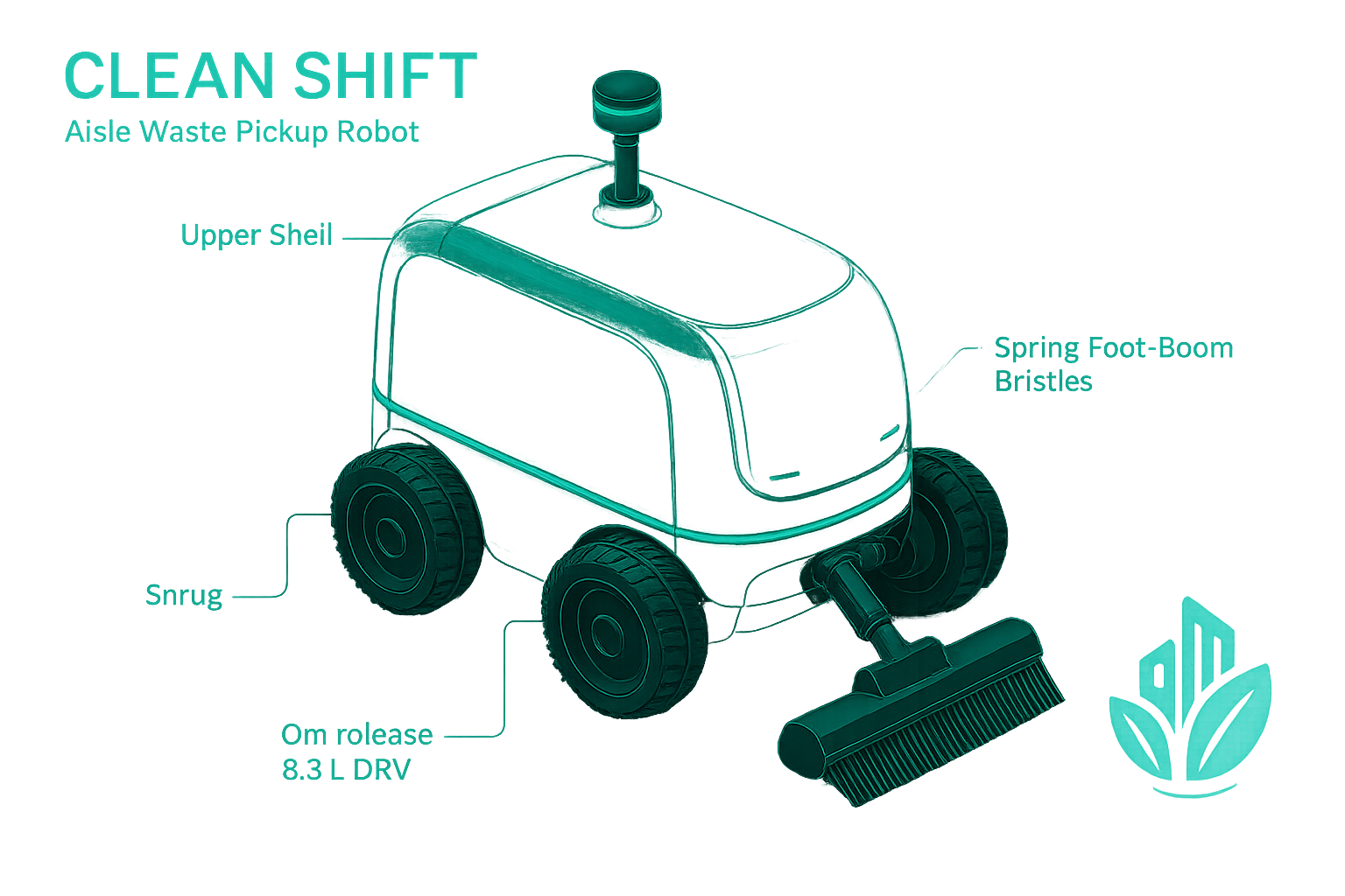 CleanShift Robot Technical Infographic